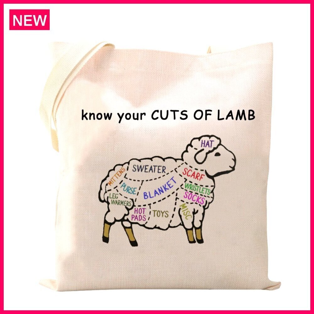 Canvas Tote Bag for Knitters, Large Capacity Waterproof Grocery Bag